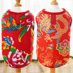 谷狗 小狗马甲花袄背心加绒冬季红色大型犬狗狗猫咪法斗衣服用品服饰