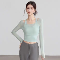 瑜伽服2026新款运动上衣罩衫显瘦紧身长袖带胸垫女士健身房训练服