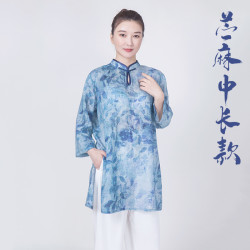 太极服女装2026新款夏天棉麻苎麻薄太极拳练功服女服装中长款夏季