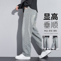 大嘴猴 男士复古碎花满印做旧水洗休闲百搭直筒牛仔裤