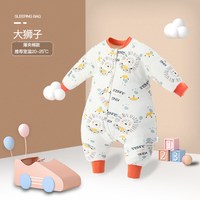 阳阳韩韩 婴儿睡袋秋冬夹棉宝宝加厚防踢被新生儿连体多功能长袖拉链式睡衣 大狮子 100码