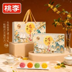 桃李 花间月礼月饼礼盒桃山皮月饼红豆薏米茯苓馅中秋节礼品团购k