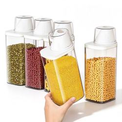 稻草熊 收纳盒密封罐食品级厨房储物 2件套 1500ML+2000ML带刻度量杯