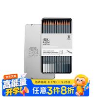 温莎牛顿 素描铅笔涂鸦填色素描铅笔专业手绘美术绘画铅笔12支石墨铅笔套