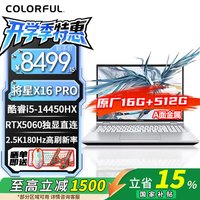 七彩虹 将星X16Pro I5 14450HX+5060  16GB+512G 白 标配 180Hz