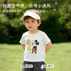 迪士尼 儿童短袖T恤上衣a类纯棉夏季宝宝休闲衣服可爱外出童装新款