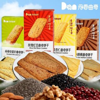 丹香 多口味曲奇饼干组合 燕麦杏仁+椰椰奇亚籽+玫瑰红豆+黑米核桃（效期10月18）