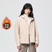 安踏 加绒外套女秋冬连帽上衣加厚保暖防风舒适户外跑步梭织长袖防风