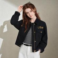 TEENIE WEENIE 小熊女装外套春秋款巴恩风简约休闲宽松舒适时尚撞色个性翻领夹克