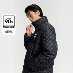 太平鸟 男装反季潮流面包服老花情侣保暖外套男式羽绒服