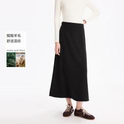 初棉 松紧腰灰色半身裙女26新款遮肉显瘦针织半裙厚款