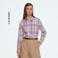 TEENIE WEENIE 小熊女装时尚休闲宽松学院风刺绣落肩长袖格纹衬衫