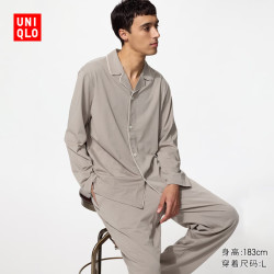 优衣库 AIRism棉混纺睡衣/长袖男装486477 33 卡其色 L