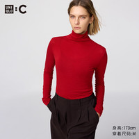 优衣库 HEATTECH EXTRA WARM混纺高领T恤/长袖女装9%羊绒478954