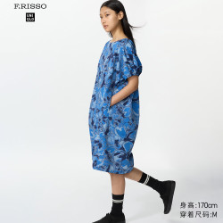 优衣库 休闲印花连衣裙/短袖女装合作款/裙子489217
