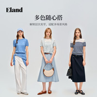 E·LAND 衣恋 Eland衣恋针织T恤女休闲圆领短袖舒适上衣2026夏季新款