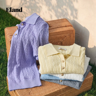 E·LAND 衣恋 Eland衣恋T恤衫女气质短袖翻领套头针织T恤2026夏新款