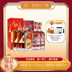 马年生肖可雅男人四十700ml+派格尔白马烟台白兰地网红高颜值酒