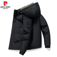 皮尔·卡丹 冬季新款 休闲百搭纯色连帽情侣棉服