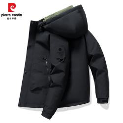 皮尔·卡丹 冬季新款 休闲百搭纯色连帽情侣棉服