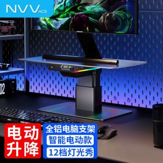 NVV 可升降电动电脑桌 USB多口扩展坞 RGB灯 笔记本支架款