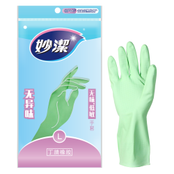 妙潔 妙洁 清洁橡胶手套 无味低敏厚皮防滑 大号