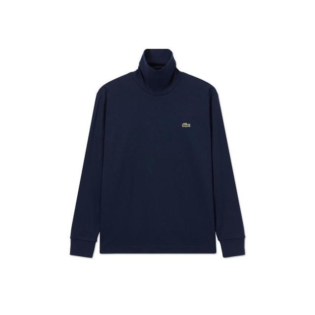 LACOSTE 法国鳄鱼男装春秋时尚百搭纯色简约纯棉上衣高领长袖T恤男士休闲