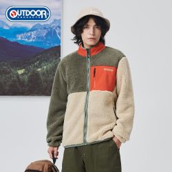 OUTDOOR PRODUCTS 男式羊羔绒外套春秋冬立领拼色卫衣内搭抓绒衣女