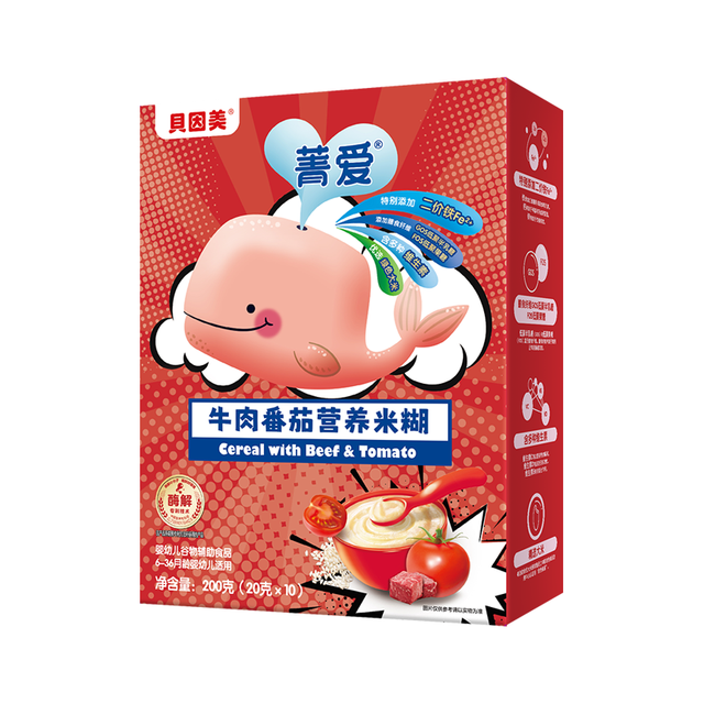 88VIP：贝因美 菁爱系列 营养米糊 4段 牛肉番茄味 200g