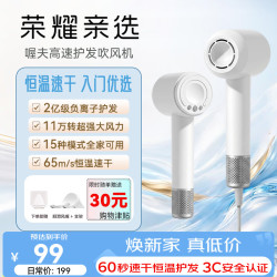 荣耀亲选 喔夫高速吹风机 11万转无刷电机 月影白