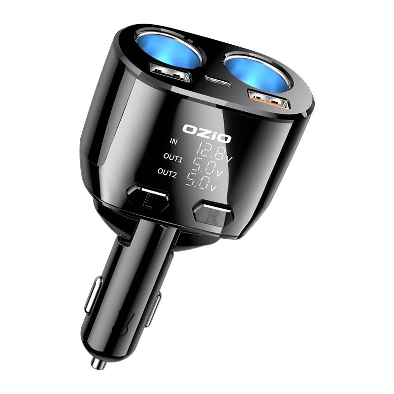 OZIO 奥舒尔 CL48TC 车载充电器 快充一拖二 黑色