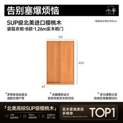 小半 家具实木衣柜樱桃木现代简约卧室推拉门衣橱挂式收纳落地柜