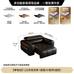 FA SA DI HOUSEHOLD 方屿沙发可躺可睡客厅零靠墙智能伸缩功能半青真皮沙发