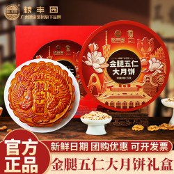 粮丰园 广州酒家集团品牌旗下 金腿五仁大月饼550g 广式月饼中秋月饼礼盒
