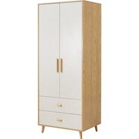 LINSY 林氏家居 JC18D-A 简约两门衣柜 原木色+白色 0.6m
