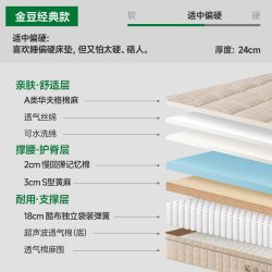 麻大师 天然S型黄麻床垫麻小绒独立袋弹簧0胶水可全拆席梦思24cm厚
