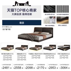 帕沙曼 悬浮床大象耳朵真皮床意式极简主卧大床双人软包床