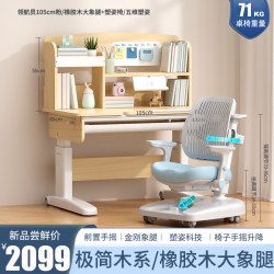 浪森 简约现代儿童学习桌实木书桌 小学生家用写字桌椅套装 升降课桌椅