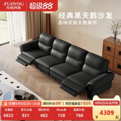 左右家私 左右沙发电动功能沙发意式极简小户型客厅高脚大坐深真皮沙发6072