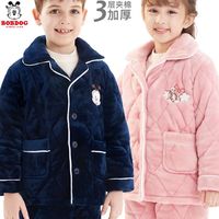 巴布豆 儿童家居服女童睡衣秋冬女孩法兰绒宝宝冬季加厚珊瑚绒小孩
