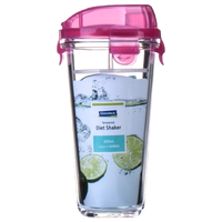 Glasslock 三光云彩 Flat Shaker系列 RC918 玻璃杯 450ml 玫瑰红