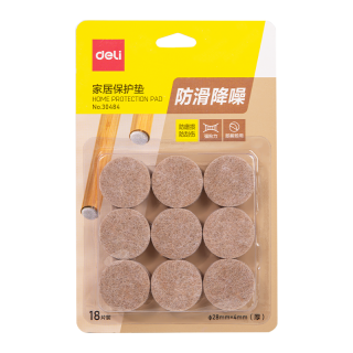 得力 30482 EVA自粘防滑垫 毛毡圆形18片装 桌椅脚垫