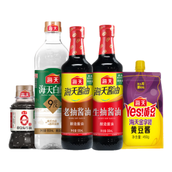 海天 0金标生抽500ml+0金标米醋500ml+0金标料酒500ml 调味品套装