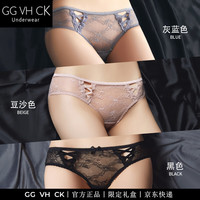 GG VH CK 轻奢女士内裤蕾丝三角内裤2026薄款抗菌网纱低腰性感短裤新款夏季 灰蓝+豆沙+黑色