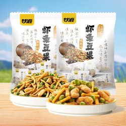 甘源 鲜虾味烤肉味虾条500g*2袋低脂低糖多种口味开袋即食携带方便
