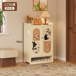 竹中生智 入户门鞋架白色可爱好看家用门口鞋柜多层带门省空间小窄楼道置物