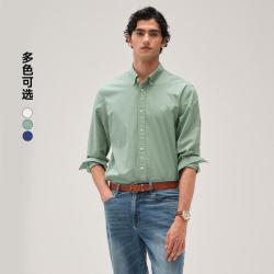 TEENIE WEENIE 小熊男装纯色衬衫夏秋简约翻领大方休闲时尚舒适男式衬衫长袖情侣
