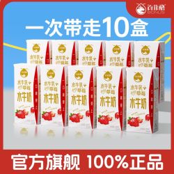 百菲酪 7月产百菲酪草莓水牛奶200ml*10盒整箱学生营养早餐奶风味牛奶
