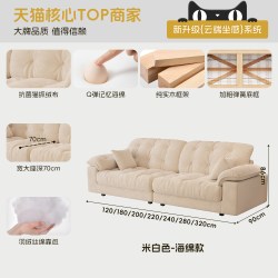 三宿梦 政府补贴云朵布艺沙发小户型客厅2026新款简约现代双人三人位直排