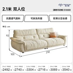 帕沙曼 布艺沙发客厅2026新款现代简约雪尼尔直排双人沙发政府补贴